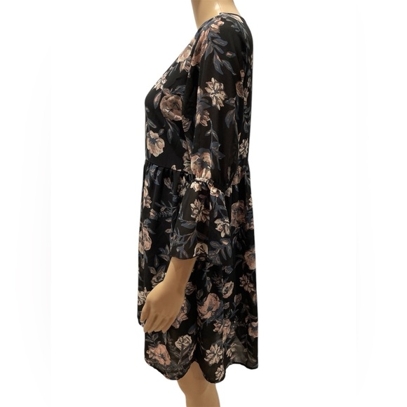 Elodie Floral Black mini Dress/tunic size M - Picture 3 of 4